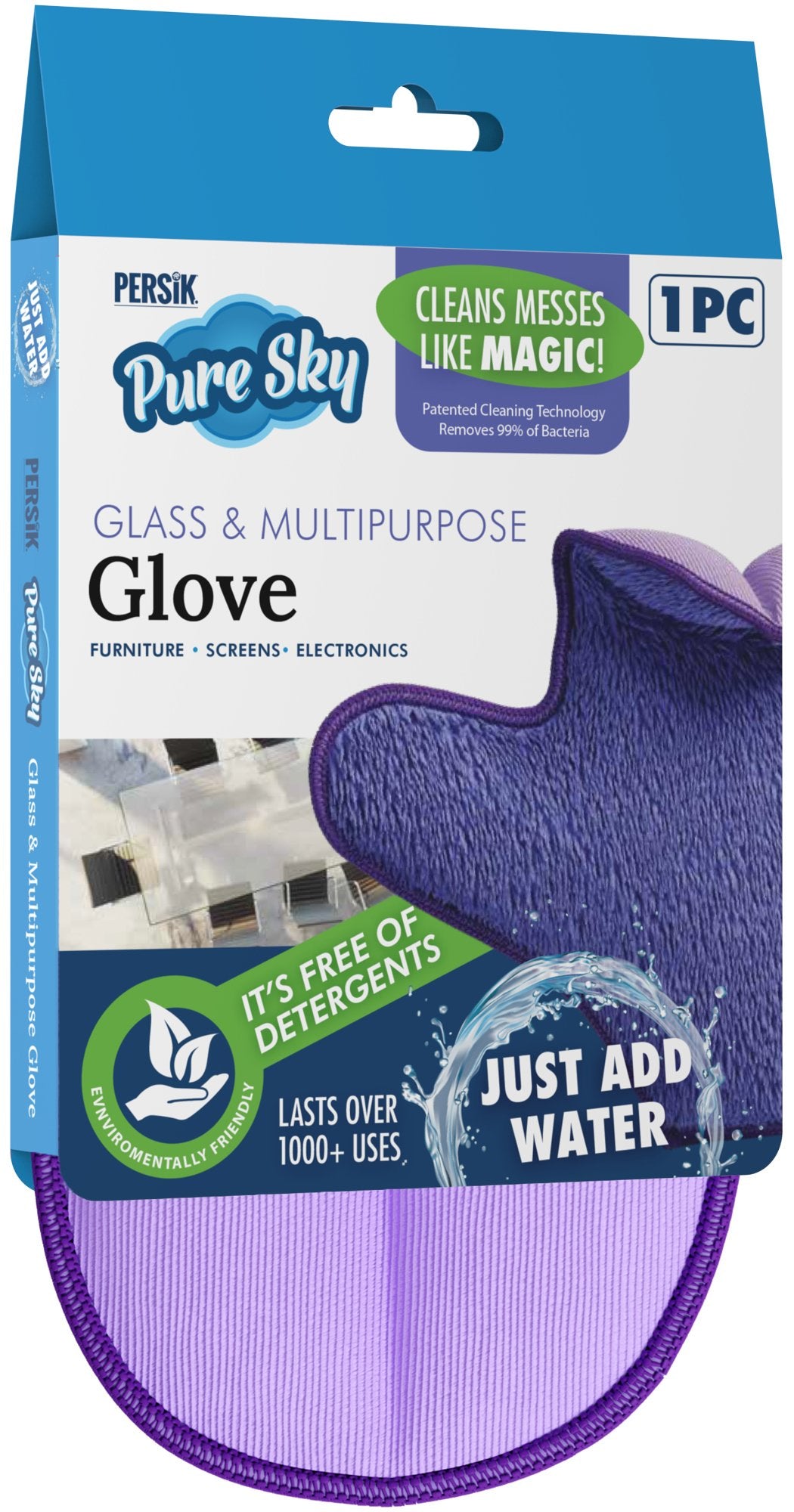Pure-Sky Ultra Microfiber Cleaning Glove - 2 sided, for Dust & Window Glass Streak Free Leaves no Wiping Marks