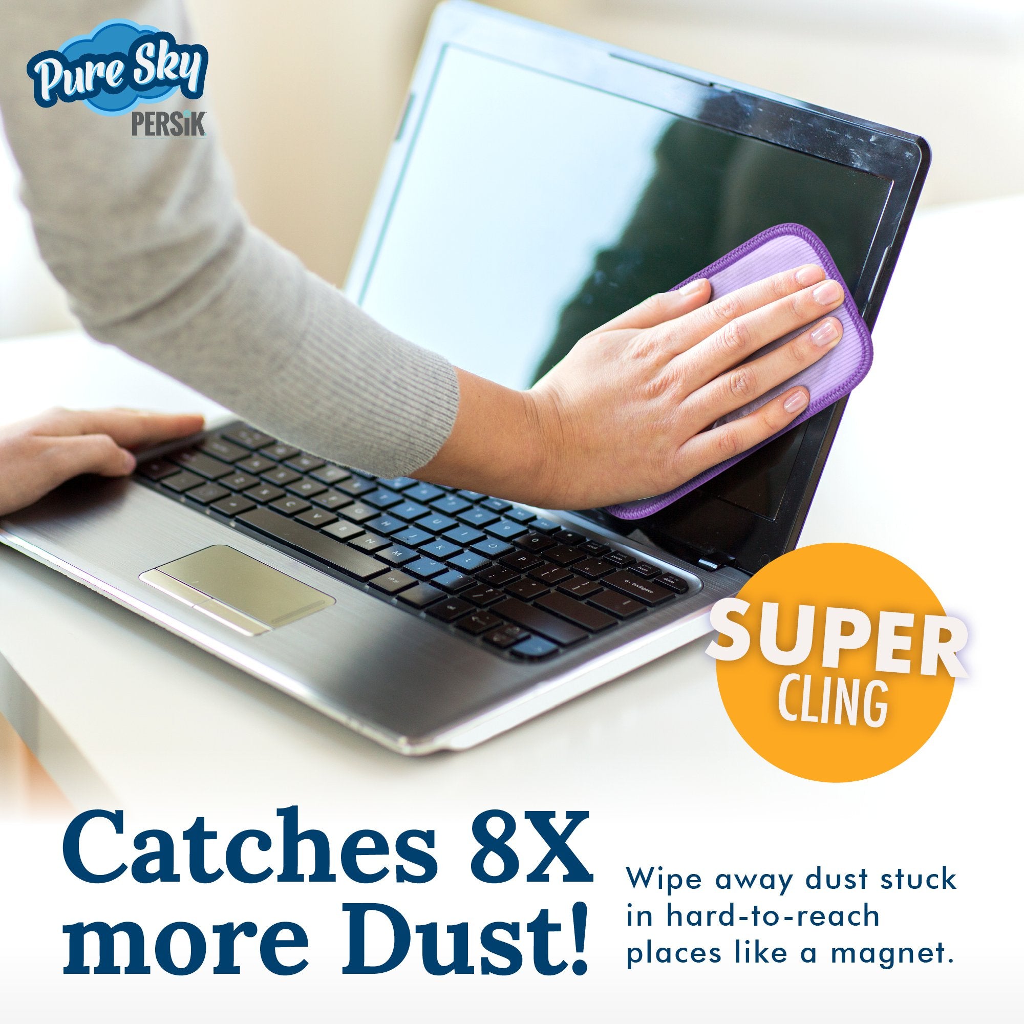 Pure-Sky Ultra Microfiber Eyeglass Cleaner Cloth – Streak Free Leaves no Wiping Marks, smudges, fingerprints - for Lenses, Screens, Cellphone, Tablets