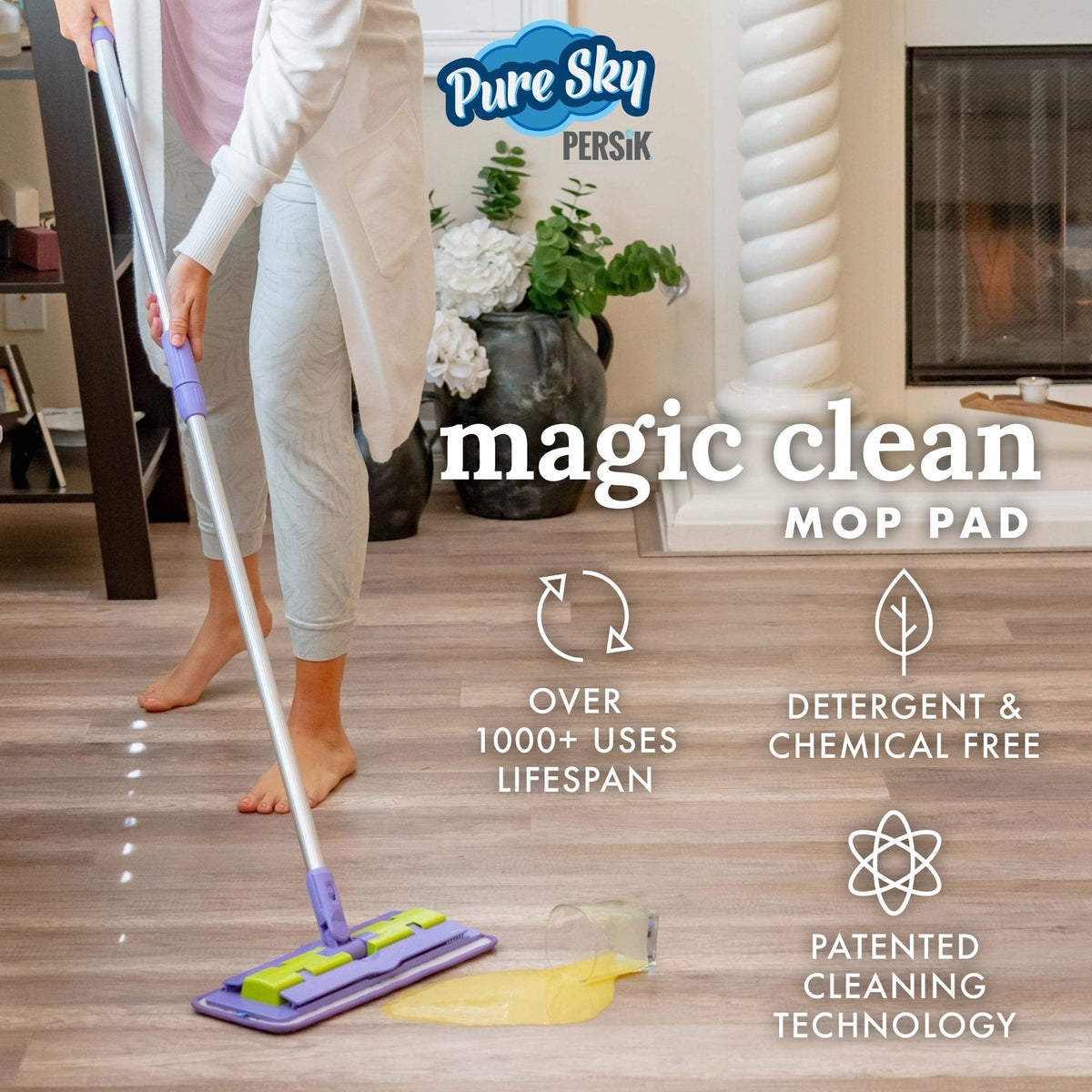 Pure-Sky Magic Deep Clean Cleaning Cloth JUST ADD Water No Detergents  Needed - Multipurpose Ultra Microfiber Cloth - Stick-Attachable for Mop, or  as Handheld Microfiber Towels to Clean Any Surfaces 