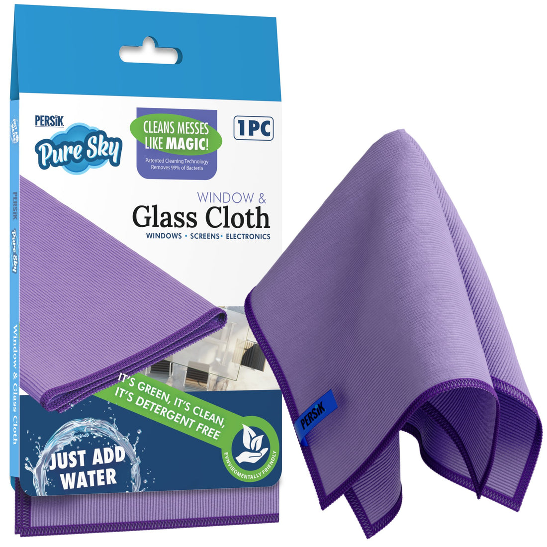Pure-Sky Ultra-Microfiber Cleaning Cloth - Includes Window & Glass Towel Streak Free + Dusting Glove + Sponge
