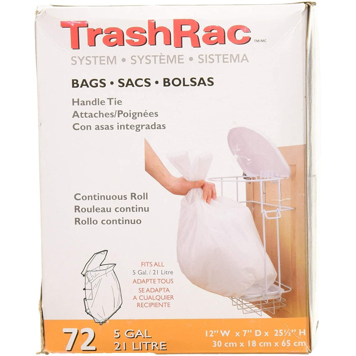 TRASHRAC Trashrac 5 gal Trash Bags Handle Tie 20 pk 0.95 mil