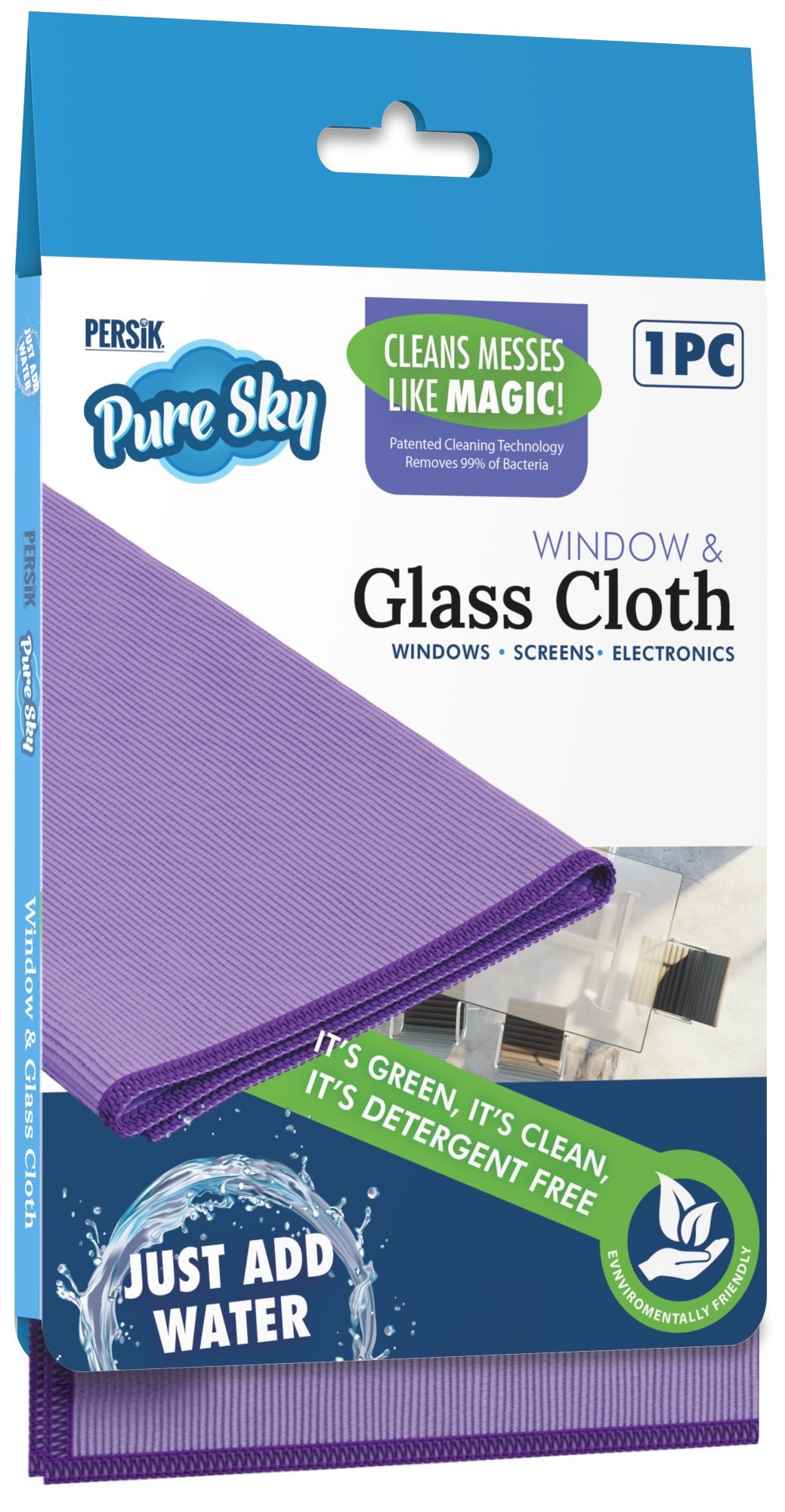 Pure-Sky Window Glass Cleaning Cloth - Streak Free Magic - Leaves no Wiping Marks