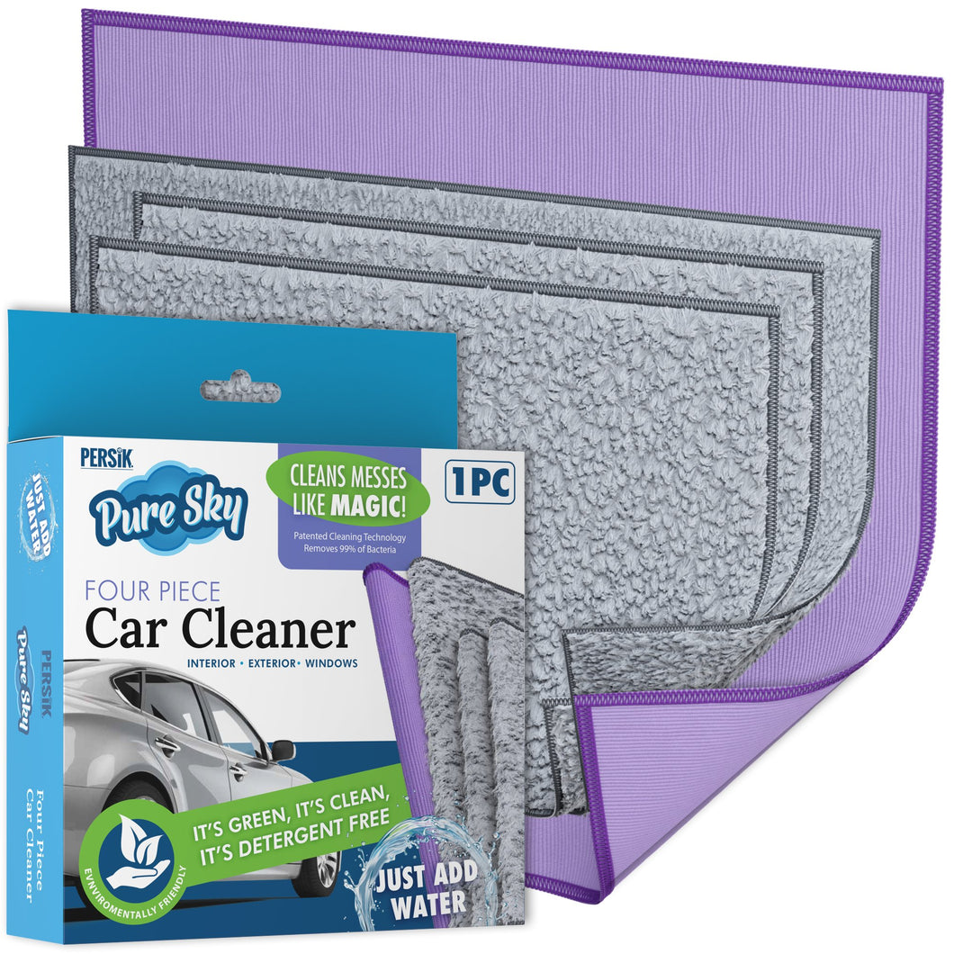 Pure-Sky 4-Piece Microfiber Towels for Cars Cleaning Kit – Includes, Interior, Body & Windows Towel