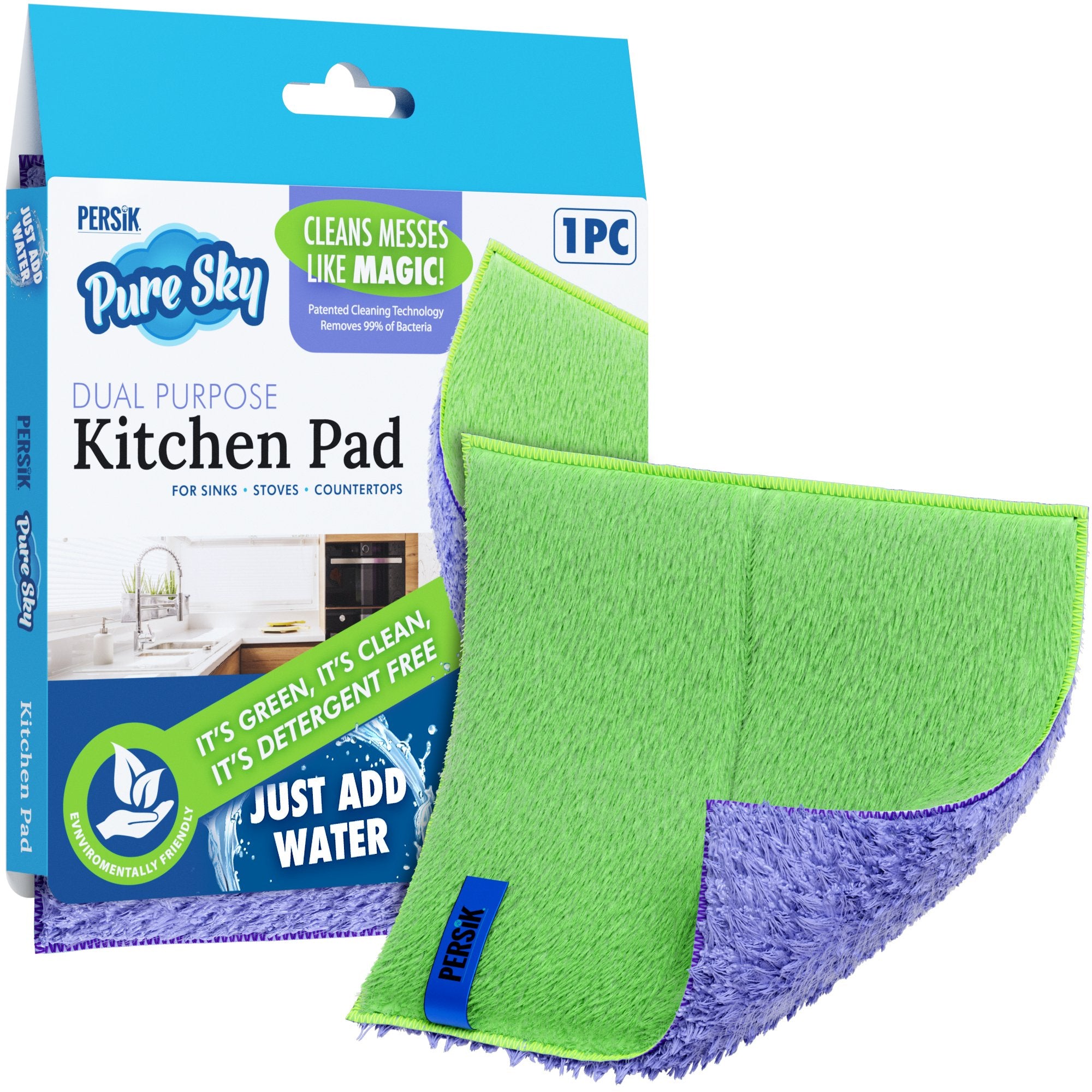 Pure-Sky Kitchen Cleaning Scrubbing Pads - For Stubborn Stains Around Sinks, Stovetop, Countertop – Removing Grease with Water