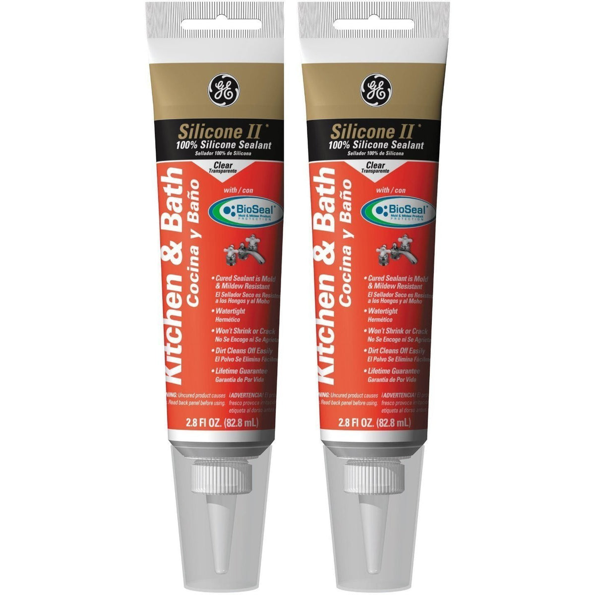 Advanced Silicone 2 2.8 oz. Clear Kitchen and Bath Caulk