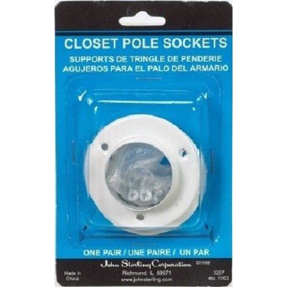 Knape & Vogt Closet Pole Socket White 1-3/8