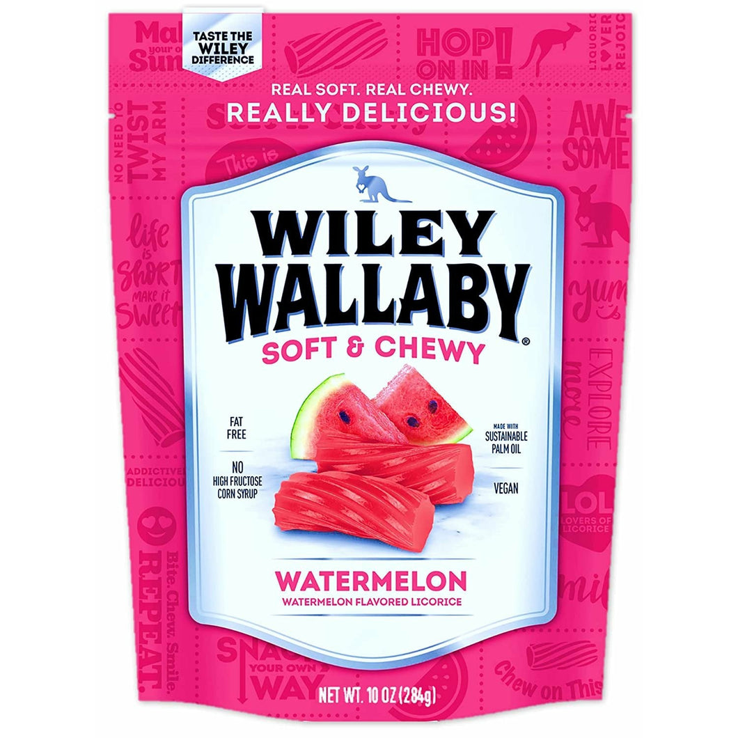 Wiley Wallaby Australian Style Gourmet Licorice, Watermelon, 10 Ounce Resealable Bag