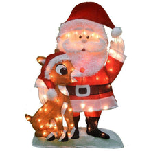 Load image into Gallery viewer, ProductWorks Product Works 20307_L2D Decoration, 70 Lights 32-Inch Pre-Lit Santa and Rudolph Christmas Yard Decorati, Incandescent

