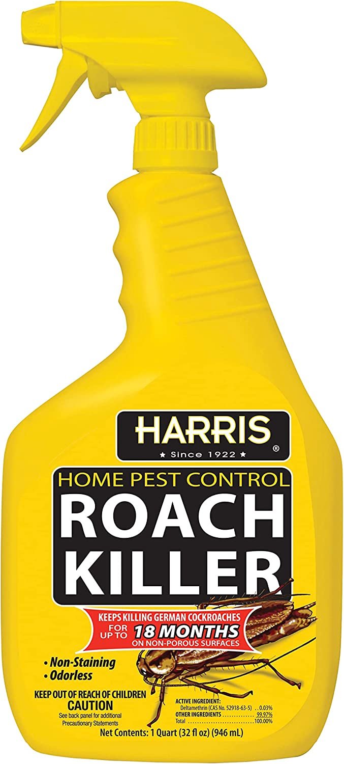 Harris Roach Killer, Liquid Spray with Odorless and Non-Staining 12-Month Extended Residual Kill Formula (32oz)