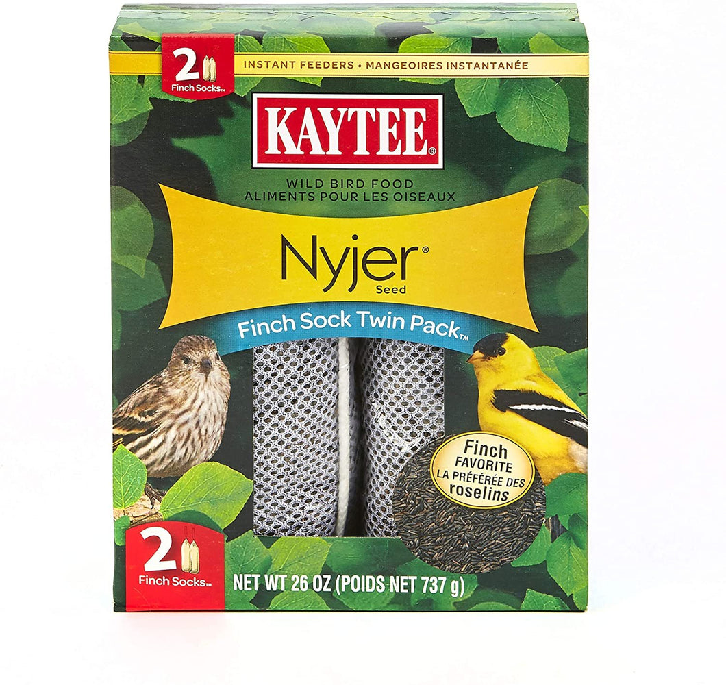 Kaytee Wild Bird Food Nyjer Seed Finch Sock Twin Pack Instant Feeder 26oz