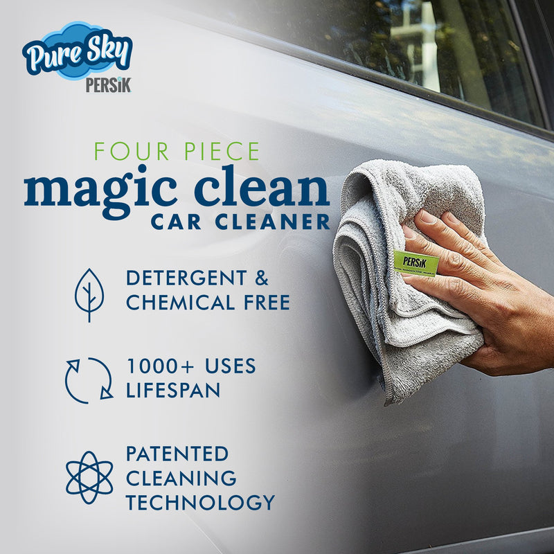 Pure-Sky 4-Piece Microfiber Towels for Cars Cleaning Kit – Includes, Interior, Body & Windows Towel