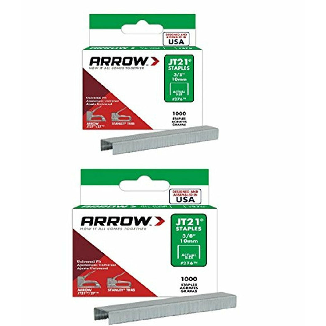 2-Pack Arrow Fastener Genuine JT21/T27 3/8-Inch Staples