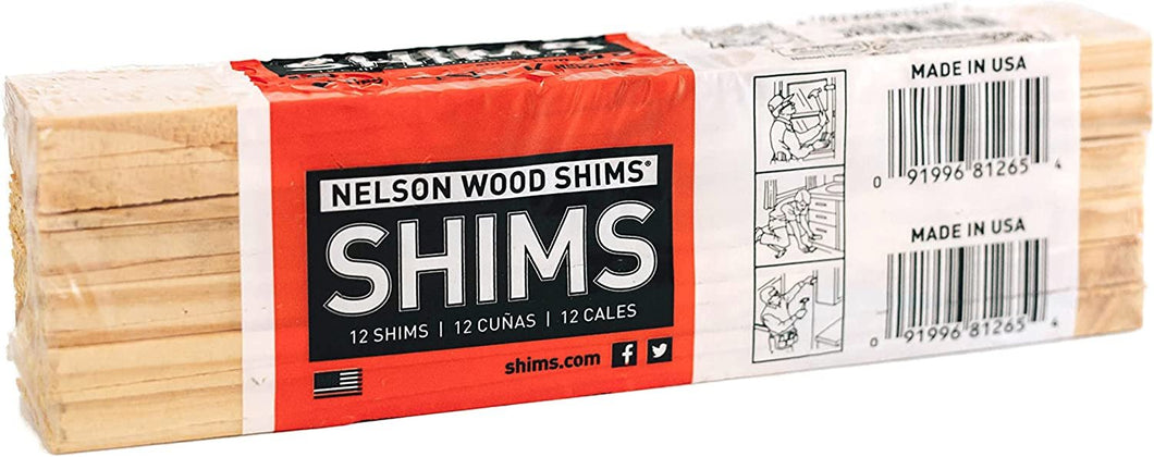 Nelson Wood Shims - DIY Bundle Wood Shims Pack of 12 - 8-Inch Shims, High Performance Natural Wood, 100% Kiln Dried