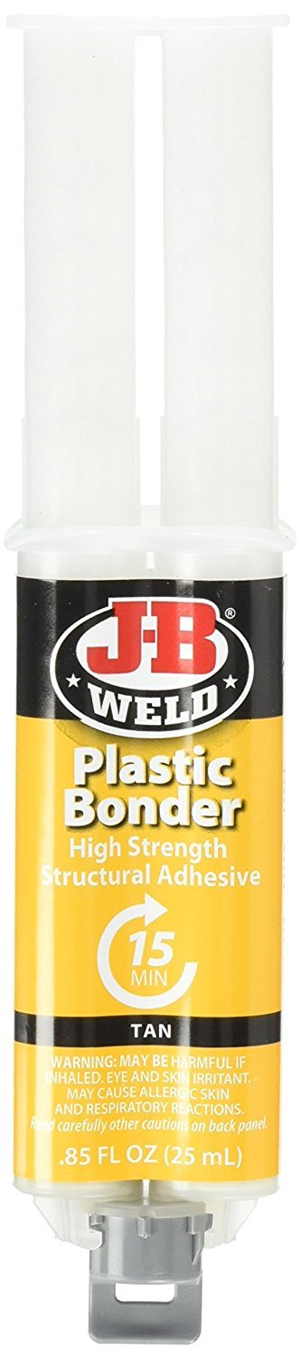 J-B Weld 50133 Plastic Bonder Structural Adhesive Syringe - Dries Tan - 25 ml (Pack of 2)