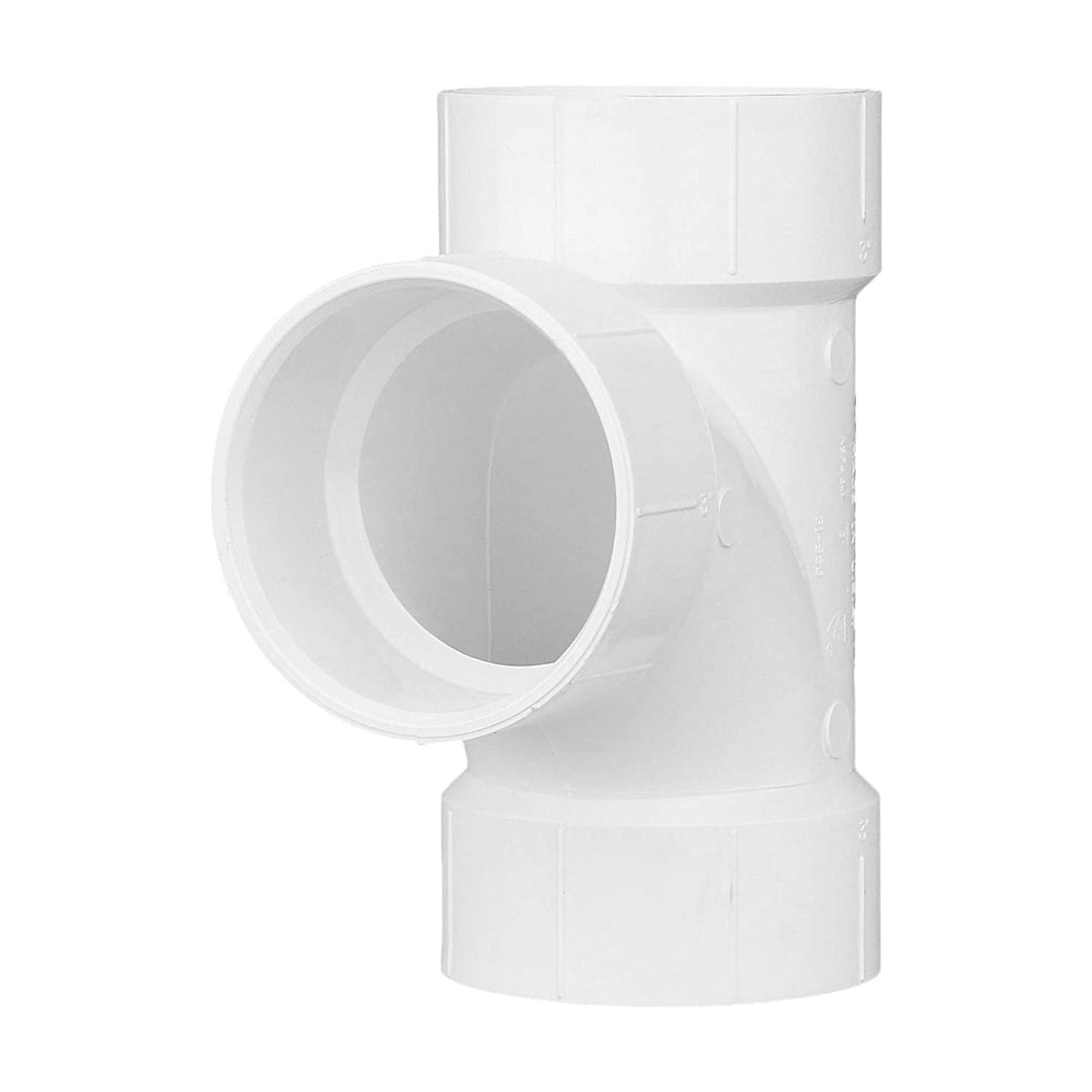 Charlotte Pipe Sanitary Tee Pipe Fitting - Schedule 40 PVC DWV (Drain, Waste and Vent) Durable, Easy to Install, High Tensile and Sound Deadening for Home or Industrial Use