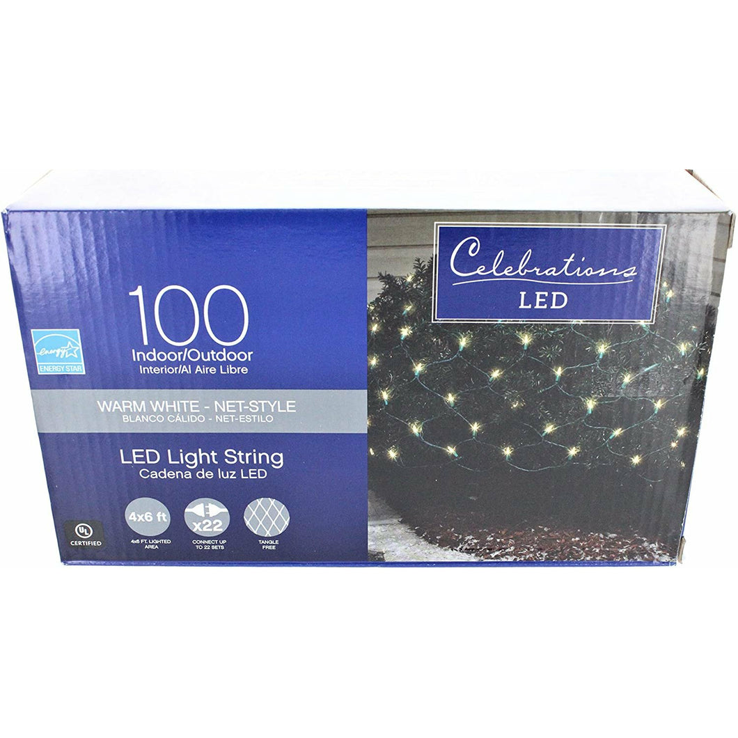 Celebrations 40805-71 Led Net Lights, 4' L X 6' W, 100 Warm White Lights