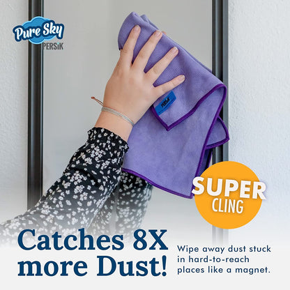 persik Pure-Sky Ultra-Microfiber Cleaning Cloth Streak Free - JUST ADD Water No Detergents Needed - Includes Window and Glass Cleaning Towel Pack of 2 + Eyeglasses Cleaning Cloth Pack of 2