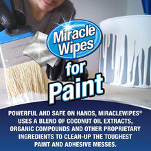 Load image into Gallery viewer, MiracleWipes for Paint Cleanup - All Purpose Cleaner, Brushes, Wet Paint, Caulking, Hands, Epoxy, Acrylic, DIY - Removes Grease, Grime, Oils, Adhesives &amp; More - Cleaning Supplies - (60 Count)
