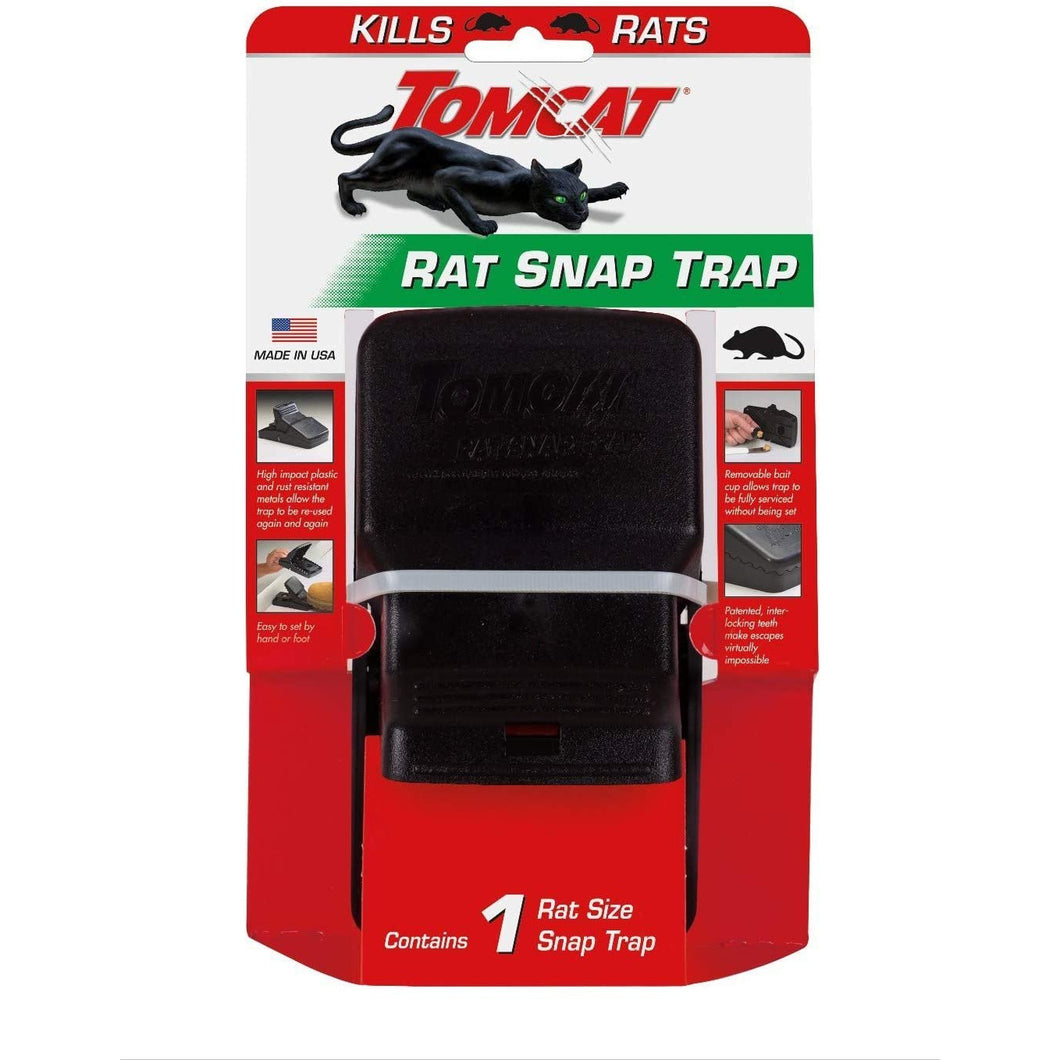Tomcat Rat Snap Trap, 1 Rat Size Trap - Reusable - Effectively Kill Rats - Ideal for Home and Farm Use