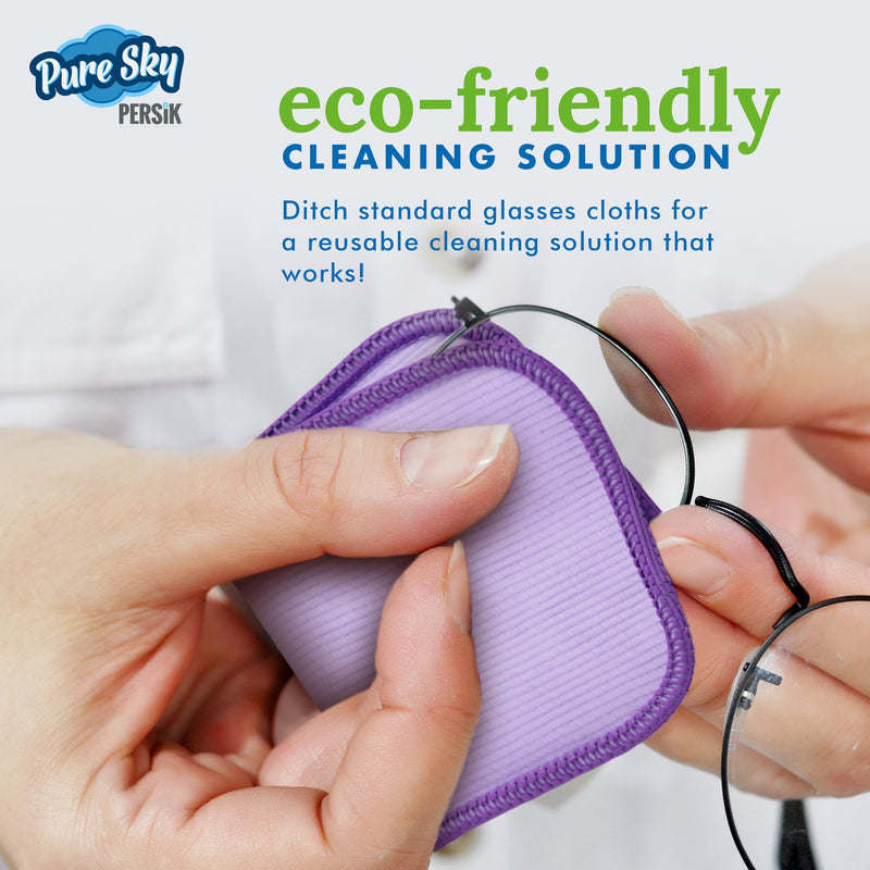 Pure-Sky Ultra Microfiber Eyeglass Cleaner Cloth – Streak Free Leaves no Wiping Marks, smudges, fingerprints - for Lenses, Screens, Cellphone, Tablets