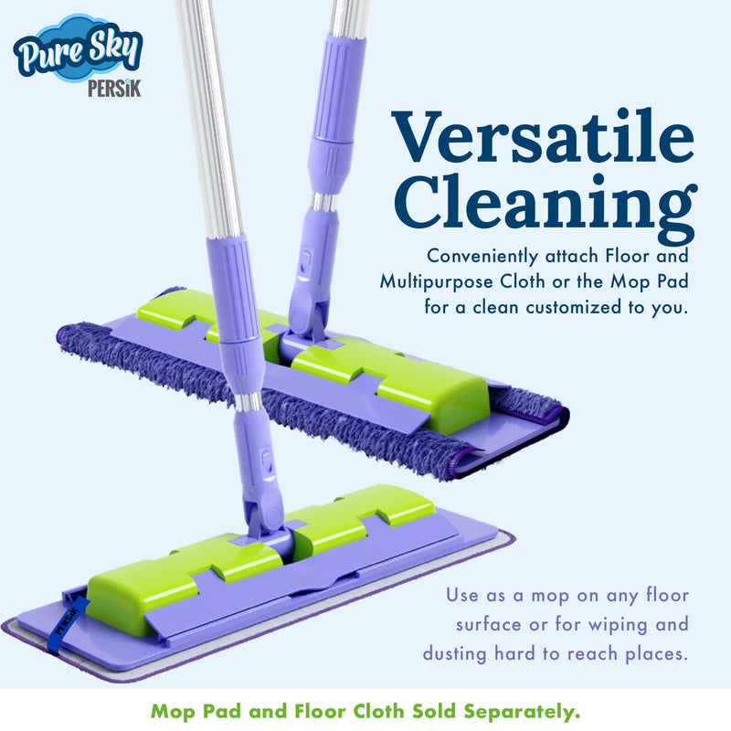 Pure-Sky Ultra Microfiber Floor Mop - Telescopic Extension Pole – Light Weight - Strong Durable Aluminum Handle - Duo-Safety Locking Device