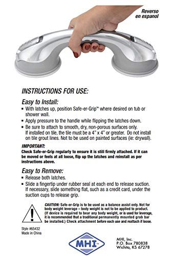 MHI Safe-er-Grip 12-in Chrome Suction Cup Grab Bar in the Grab Bars  department at