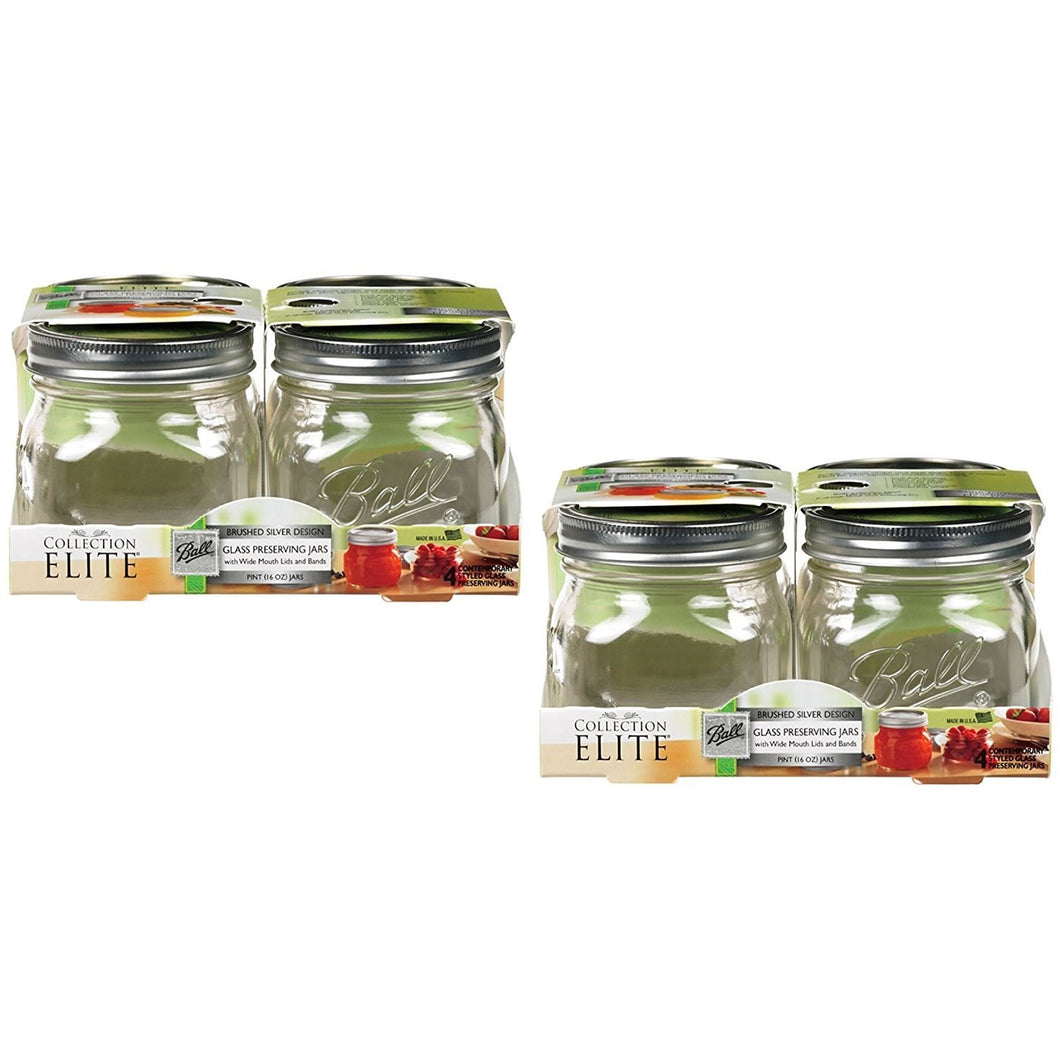 Collection Elite (16 oz) Pint Jars - Wide Mouth - Set of 8