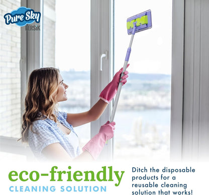 Pure-Sky Window Glass Mop Head – Makes Cleaning Windows a Breeze - Just Add Water No Detergents Needed - Streak Free Ultra Microfiber Window Cleaning Cloth Pad Replacement - for Windows, Glass, Mirror