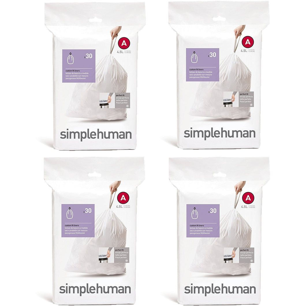 simplehuman Custom Fit Trash Can Liner A, 4.5 Liters / 1.2 Gallons, 30-Count...