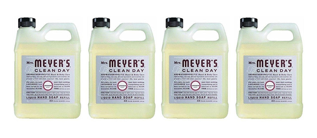 Earth Friendly, Mrs. Meyers Liquid Hand Soap Refill, 33 Oz, Lavender Scent, Pack of 4