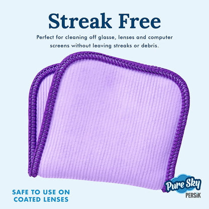 persik Pure-Sky Ultra-Microfiber Cleaning Cloth Streak Free - JUST ADD Water No Detergents Needed - Includes Window and Glass Cleaning Towel Pack of 2 + Eyeglasses Cleaning Cloth Pack of 2
