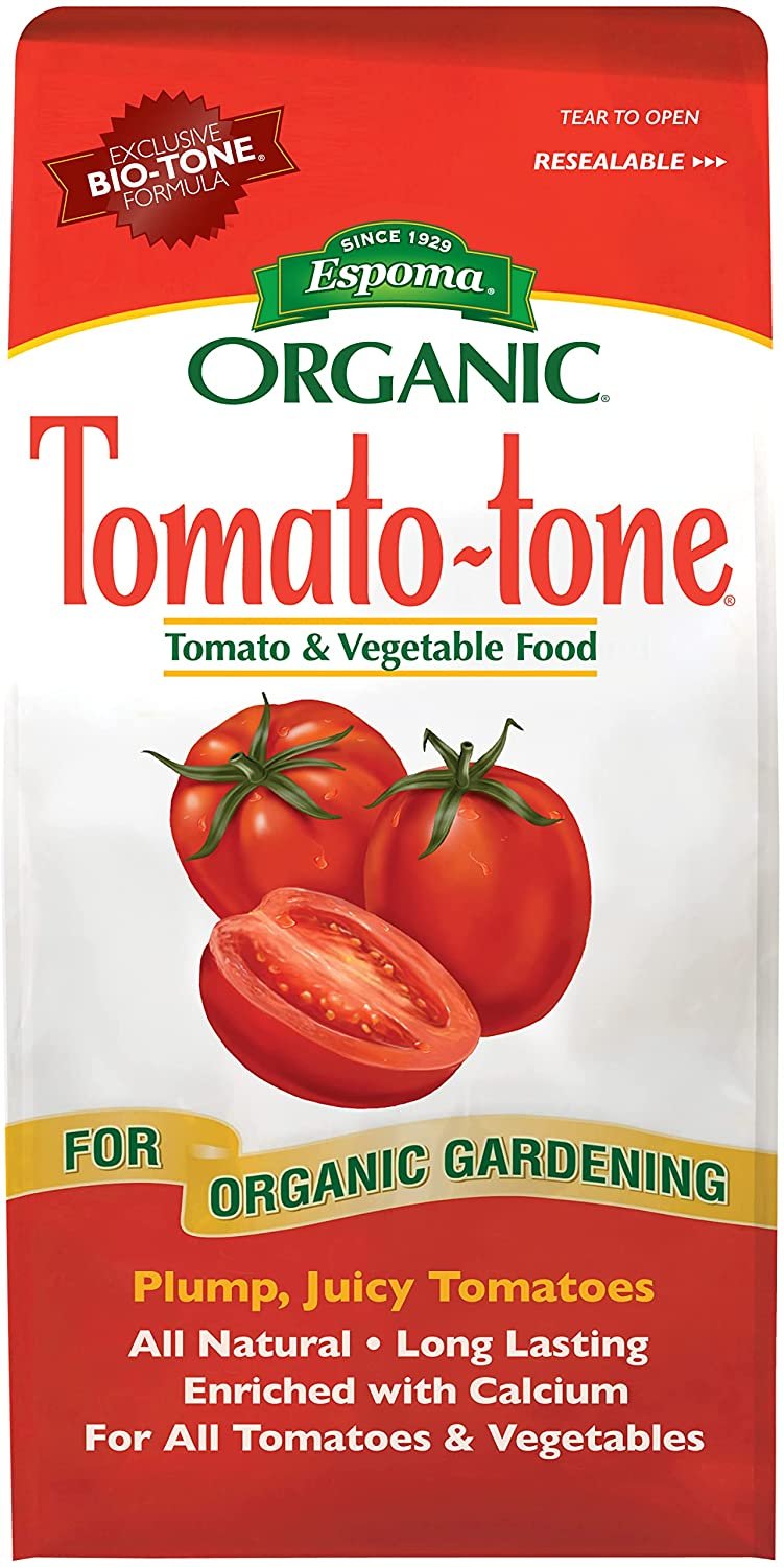 Espoma Organic Tomato-tone 3-4-6 with 8% Calcium. Organic Fertilizer for all types of Tomatoes and vegetables. Promotes flower and fruit production. 4 lb. Bag
