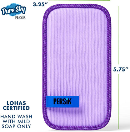persik Pure-Sky Ultra-Microfiber Cleaning Cloth Streak Free - JUST ADD Water No Detergents Needed - Includes Window and Glass Cleaning Towel Pack of 2 + Eyeglasses Cleaning Cloth Pack of 2