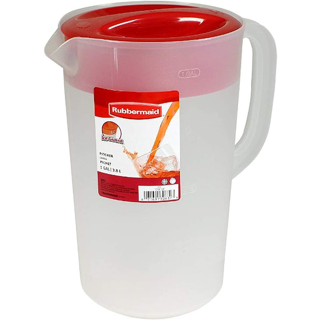 Rubbermaid Clear Pitcher, Red Cover, 1 Gallon