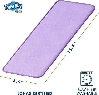 Lavender Pure Sky Persik reusable waterproof bed pad measuring 15.4 inches by 5.9 inches, machine washable and LOHAS certified