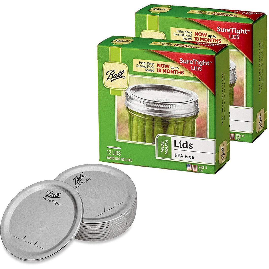 Ball Wide Mouth Mason Jar Lids 12-Count per Pack (2-Packs Total)