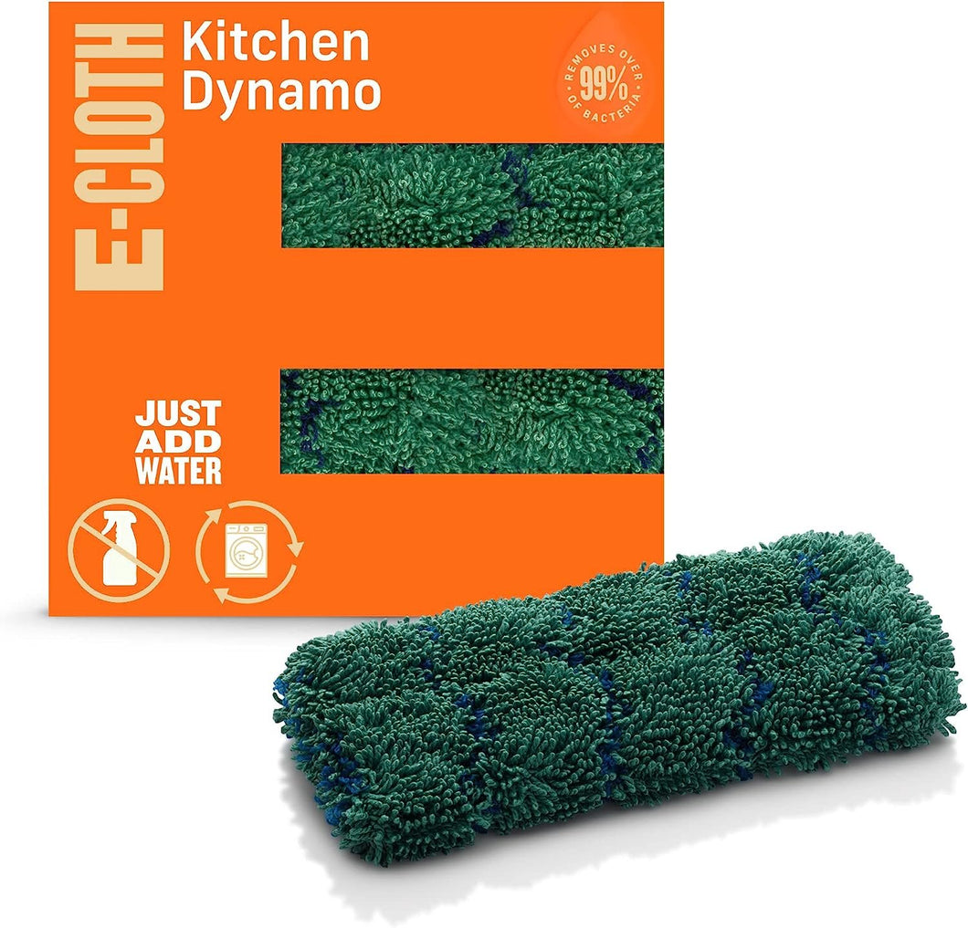 E-Cloth Kitchen Dynamo, Premium Microfiber Non-Scratch Kitchen Dish Scrubber Sponge, Ideal for Dish, Sink and Countertop Cleaning, 100 Wash Guarantee, Green, 1 Pack