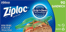 Load image into Gallery viewer, Ziploc Sandwich Bags with New Grip &#39;n Seal Technology, 90 Count
