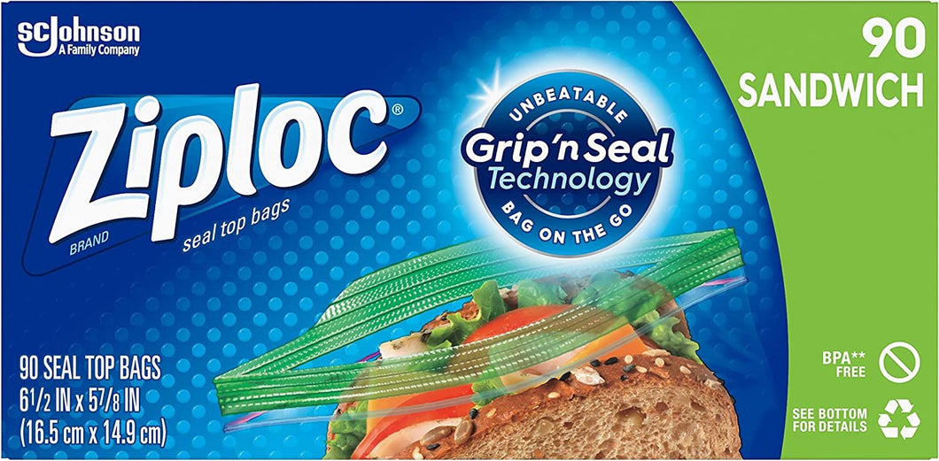 Ziploc Sandwich Bags with New Grip 'n Seal Technology, 90 Count