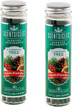 Load image into Gallery viewer, Scentsicles O Christmas Tree Scented Ornaments with Hooks - 2 Bottles (12 Sticks Total)
