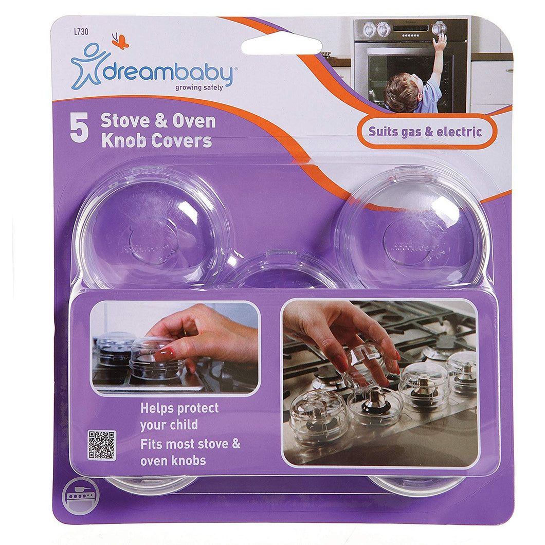 Dreambaby Stove & Oven Knob Covers, Clear. 5 Count