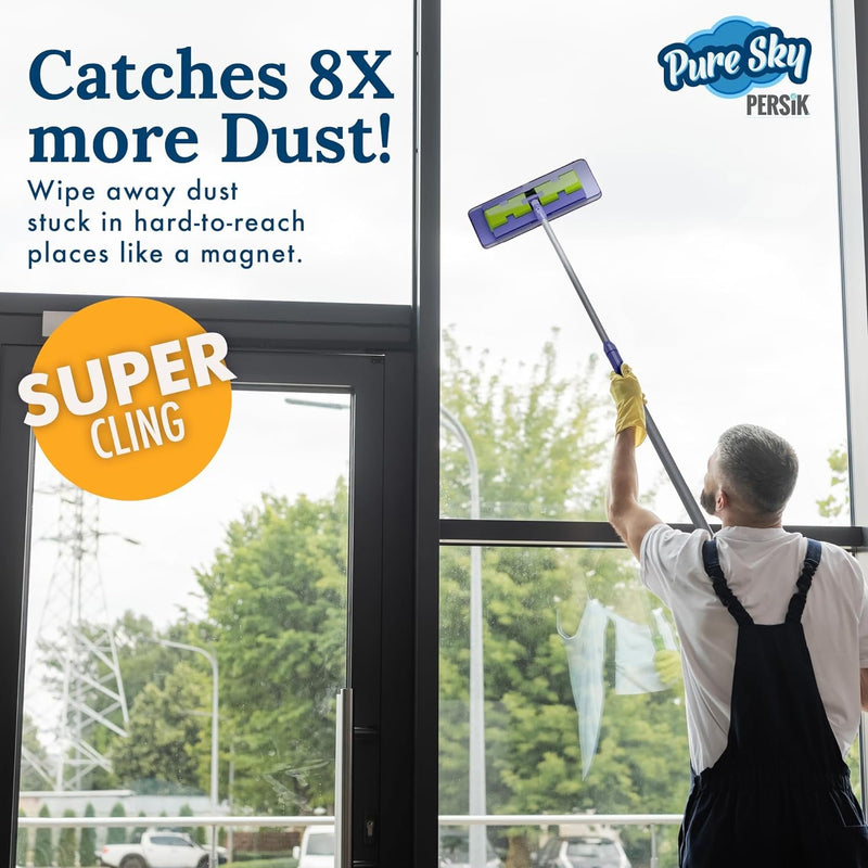 Pure-Sky Window Glass Mop Head – Makes Cleaning Windows a Breeze - Just Add Water No Detergents Needed - Streak Free Ultra Microfiber Window Cleaning Cloth Pad Replacement - for Windows, Glass, Mirror