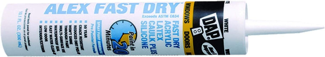 Dap 18425 10.1 Oz White Alex Fast Dry Acrylic Latex Caulk Plus Sil