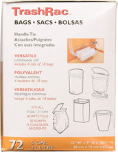Load image into Gallery viewer, Trashrac 5 Gal. Trash Bags Handle Tie - 72 Count (Pack of 3)

