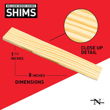 Load image into Gallery viewer, Nelson Wood Shims - DIY Bundle Wood Shims Pack of 12 - 8-Inch Shims, High Performance Natural Wood, 100% Kiln Dried
