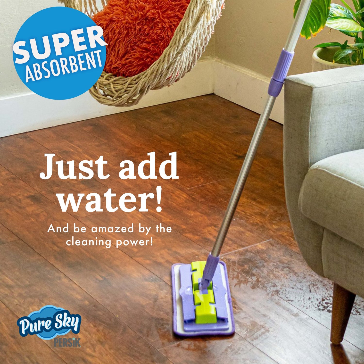 Pure-Sky Magic Deep Clean Floor Mop - Includes Light Weight, Strong Pole + Mop Head