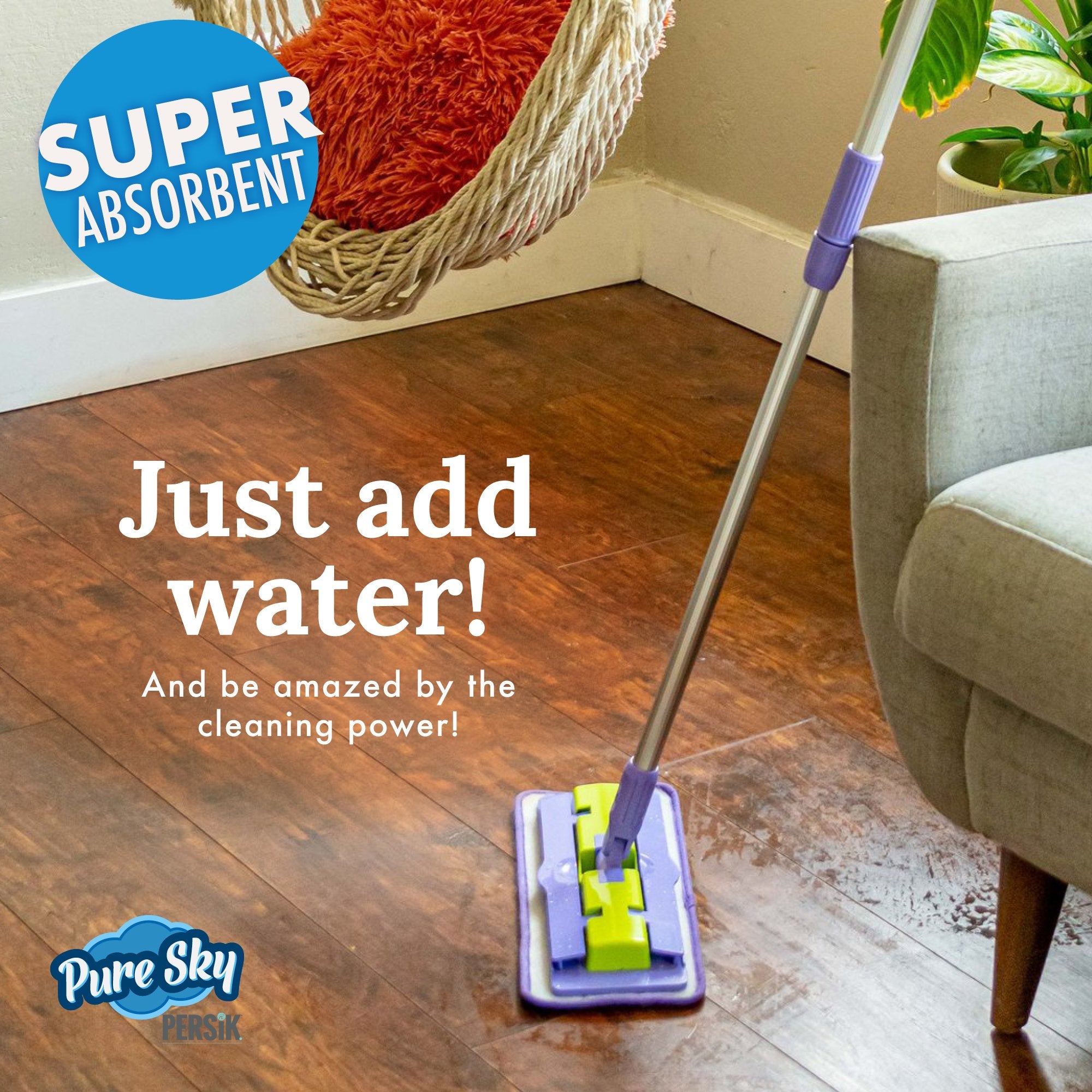 Pure-Sky Magic Deep Clean Floor Mop - Includes Light Weight, Strong Pole + Mop Head