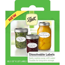 Load image into Gallery viewer, Canning Jar Bundle 3 Items = 2 Packs Ball 4-Ounce Quilted Crystal Jelly Jars with Lids and Bands, Set of 12 (Total 24 Jars) + Dissolvable Labels (Set Of 60)
