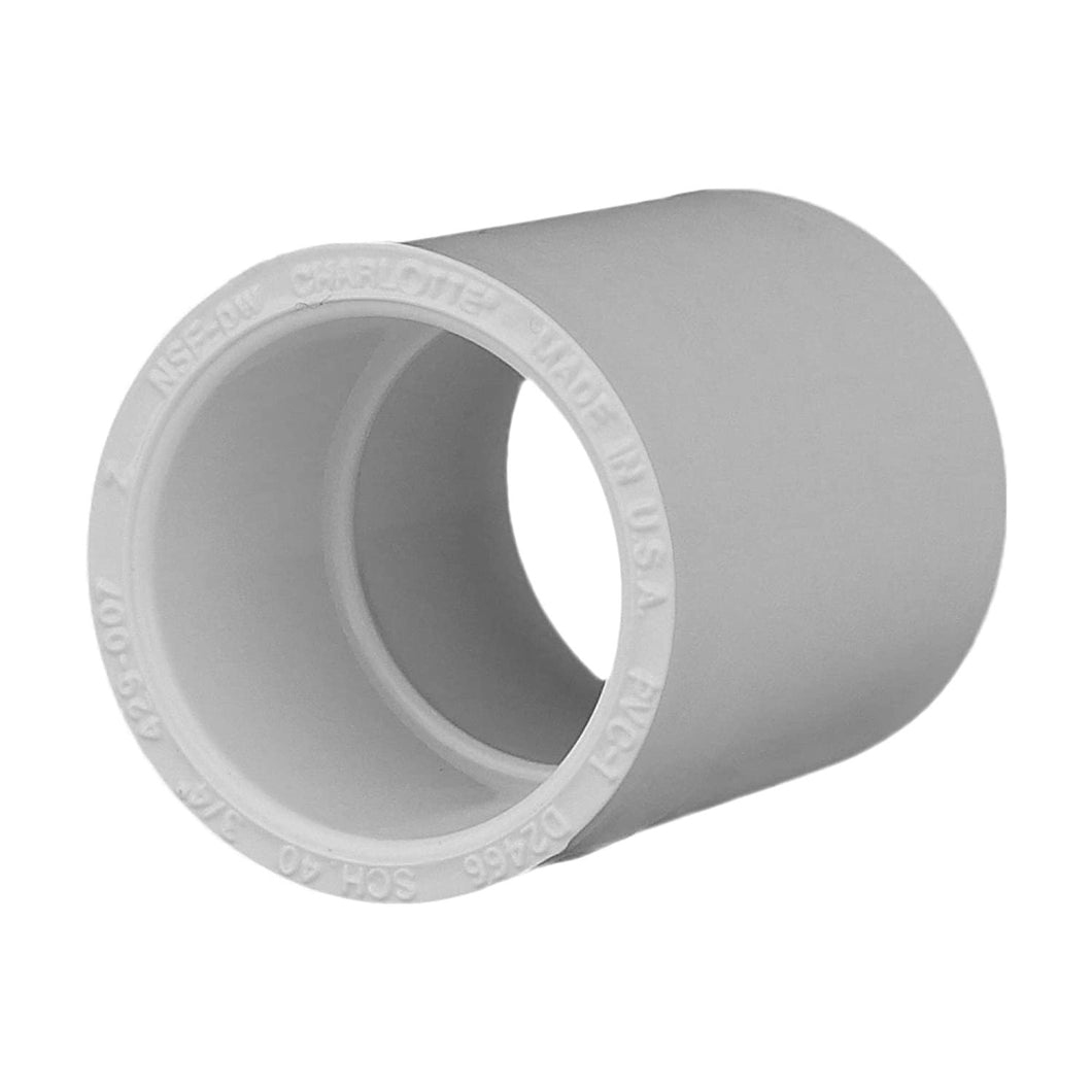Charlotte Pipe Coupling Pipe Fitting - (Socket x Socket) Contractor Pack Schedule 40 PVC Pressure Durable, Easy to Install, High Tensile and Sound Deadening for Home or Industrial Use