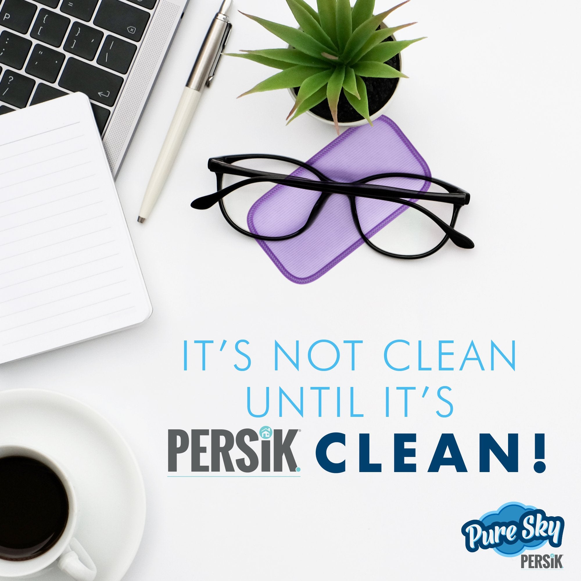 Persik Pure-sky Eyeglass Cleaner Cloth – Streak Free Ultra Microfiber Eyeglass Cleaner Wipes - Leaves No Wiping Marks - [3 Pack] - Cleans Lenses